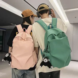 Korean minimalist large capacity campus backpack casual solid color school bag for daily use