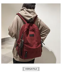 Casual canvas backpack for student school daily use, large capacity vintage daypack style.