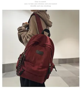 Japanese campus casual canvas backpack, large capacity school bag for students and daily wear.