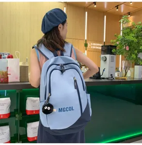 Large capacity school backpack for students, stylish dual color design for daily use.