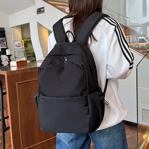 Casual Nylon Backpack Large Capacity School Bag Travel Daypack With Cute Pendant Waterproof Bookbag For Women And Men