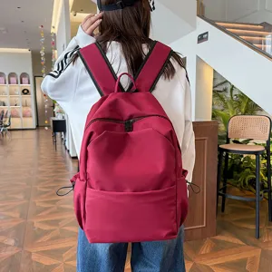 Solid color large capacity backpack casual school bag for women and men daily travel use