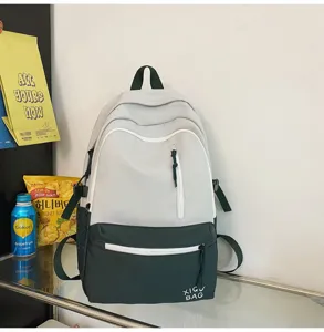 Colorblock school backpack casual daypack for student stylish laptop bag aesthetic