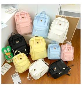 Korean style canvas college school backpack casual multi-color cute daypack for women