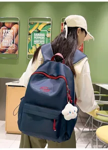 Mochila de doble hombro estilo ins para estudiantes con colgante de nube lindo azul
