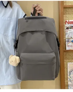 Casual solid color nylon backpack for women school bookbag lightweight college student daily daypack