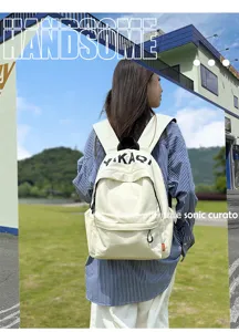 Casual canvas backpack for college students light Korean lazy style aesthetic school bag.
