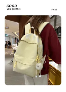 Large capacity casual backpack for women and students stylish Japanese style school bag yellow