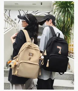 Campus large capacity student backpack stylish solid color casual book bag for school.