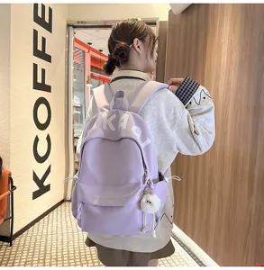 Large capacity Japanese style school backpack for women simple versatile purple book bag