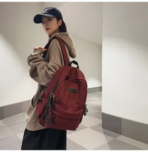 Japanese style campus minimalist versatile backpack for women, high school student bookbag.