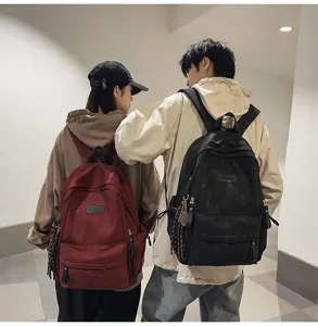 Japanese style campus canvas backpack for students, large capacity casual daypack daily use.