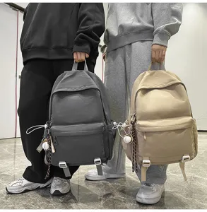 Large capacity student backpack, casual solid color school bag for daily travel and college.