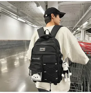 Large capacity student backpack with multi-pockets, stylish design, ideal for daily school use.