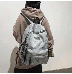 Detailed view of the Japanese style campus casual versatile backpack with a large capacity.