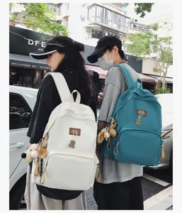 Large capacity campus backpack solid color student school bag for men and women daily use