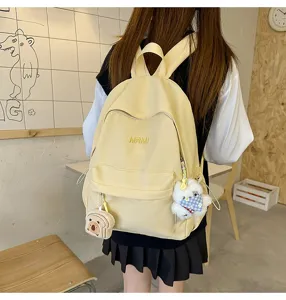 Japanese style ins casual campus backpack for women high school students light travel bag yellow