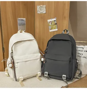 Classic solid color large capacity backpack for students, stylish and durable school bag.