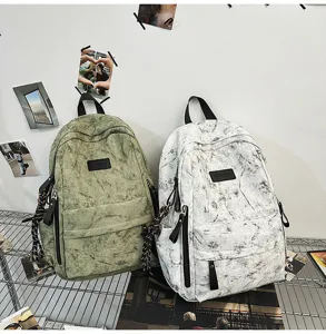 Minimalist campus casual backpack for students, large capacity daily school bookbag in tie-dye style.