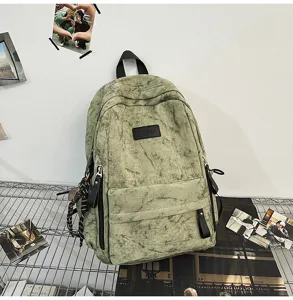 Japanese style campus canvas backpack for students, casual vintage school book bag.