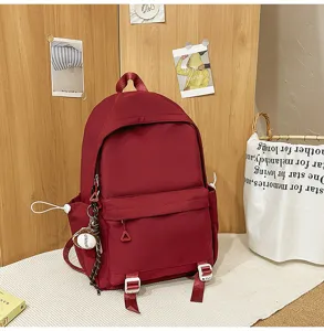 Classic solid color large capacity backpack versatile student school bag with zipper and pockets