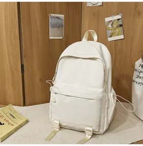 Minimalist solid color casual backpack for daily commute and students, large capacity design.