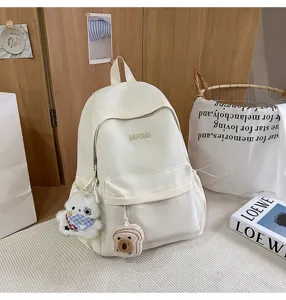Casual campus backpack for women stylish daily school bag lightweight travel daypack white