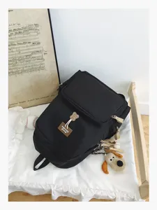 Solid color minimalist campus backpack, large capacity student school bag for daily use.