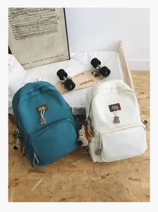 Casual campus backpack large capacity student solid color school bag minimalist design
