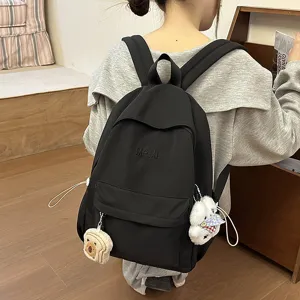 Japanese ins casual campus backpack for women lightweight school bookbag black daypack