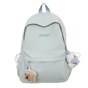 Japanese style casual school backpack for women high school student lightweight travel bag green