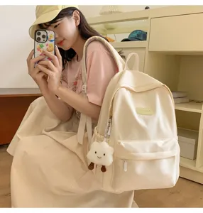 Japanese style ins backpack for high school students simple solid color college school bag
