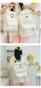 Korean style canvas backpack cute casual student school bag for teenage girls chic daily use