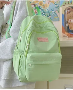 Light green ins style backpack casual student school bag minimalist cute book bag