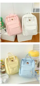 Korean style canvas backpack multi-color casual student school bag cute aesthetic bookbag