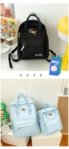 Detailed view of canvas school backpack, minimalist campus style bookbag, casual daily daypack.