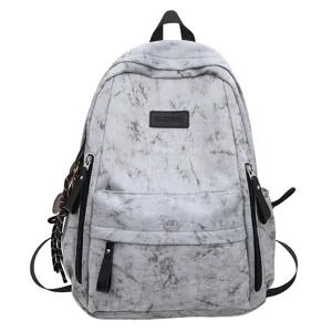 Casual marble print campus school backpack for student daily travel large capacity