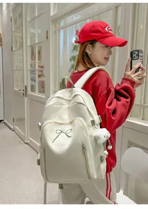 Japanese cute girl school backpack large capacity casual daypack for student daily use white