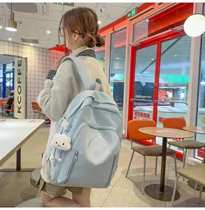 Japanese cute girl backpack high school student large capacity school bag travel daypack blue