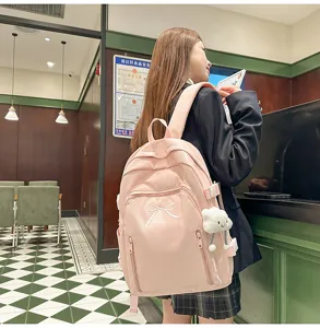 Japanese cute girl school backpack, high school student bookbag, large capacity travel bag