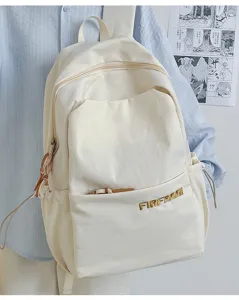 Minimalist canvas backpack detail view, large capacity school bag for daily use and travel.