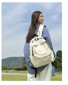 Casual Korean style canvas backpack for women daily school and outdoor travel usage.