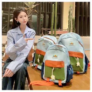 Colorful kids school backpack lightweight color block casual daily book bag for kindergarten boys and girls