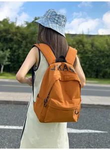 Korean style lazy campus casual backpack for women student daily outdoor wear orange color