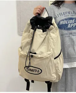 Lightweight nylon drawstring backpack casual sports outdoor travel rucksack unisex