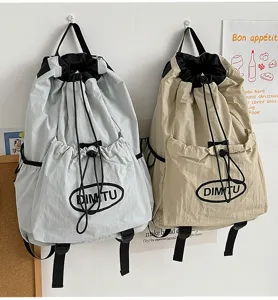 Lightweight drawstring backpack, casual outdoor sports mountaineering double shoulder bag.