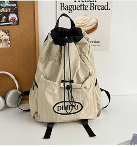 Lightweight drawstring backpack for outdoor sports, hiking, and travel, unisex design.