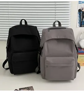 Japanese style solid color nylon backpack casual school bag for women and college students