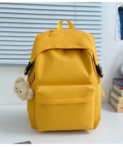 Japanese Solid Color Nylon Backpack Lightweight School Bag for Women and College Students
