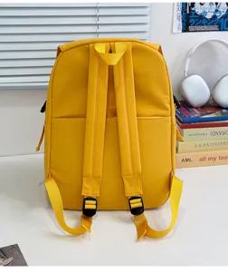 Solid color nylon backpack for women, lightweight school bag and casual daily daypack.
